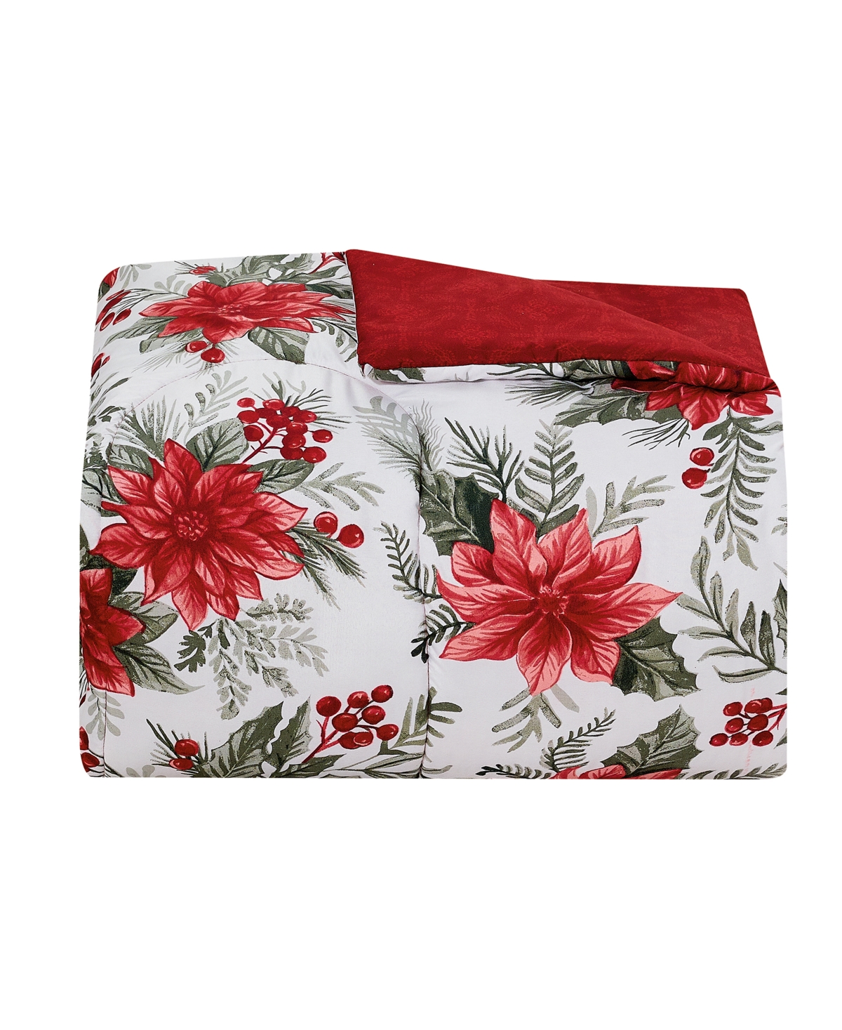 Macy's Pointsettia Soft Hand Feel 3-Piece Comforter Set