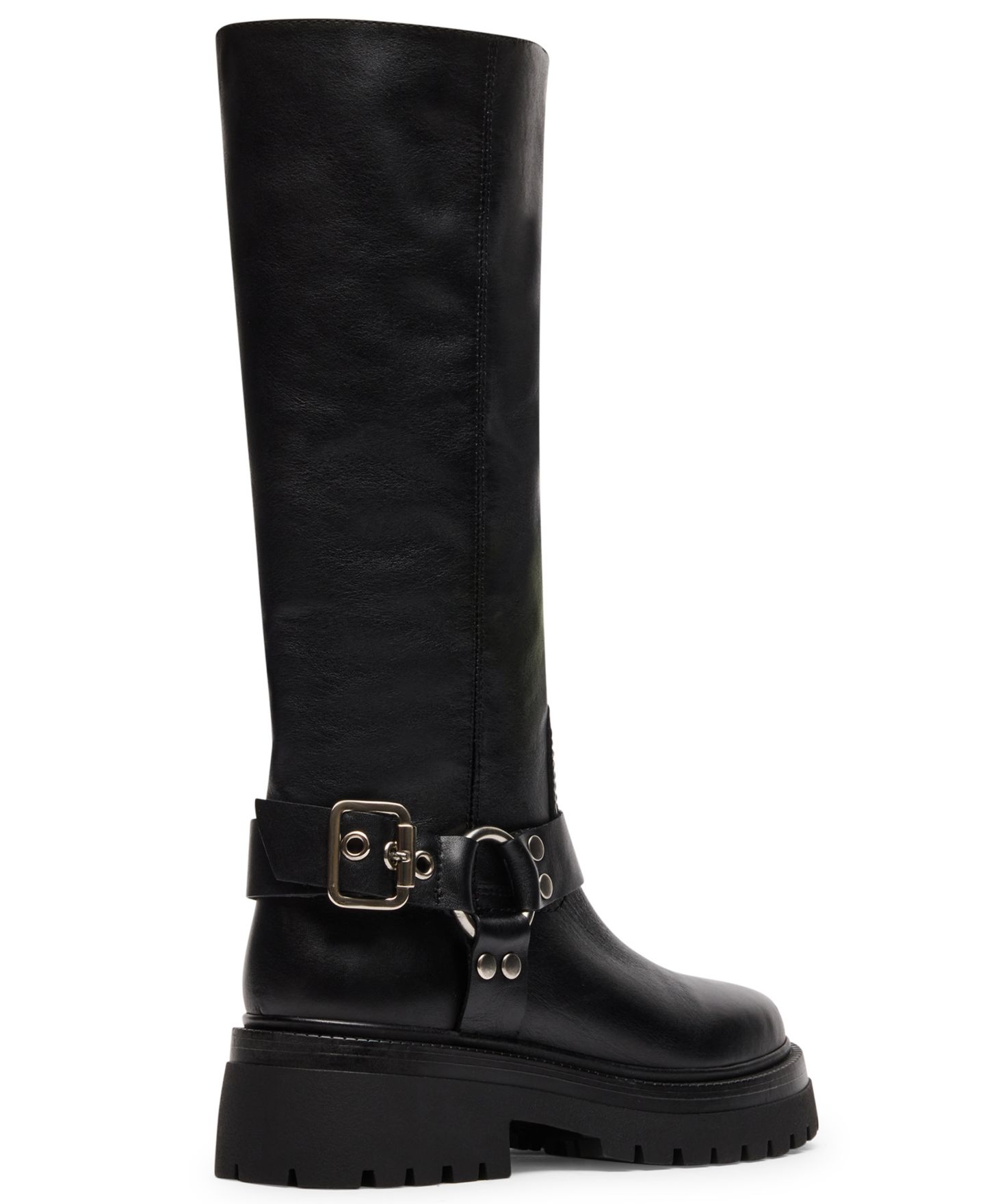 Женские ботинки Steve Madden Everest Platform Lug-Sole Engineer Tall, цвет: Чёрный — фото 6