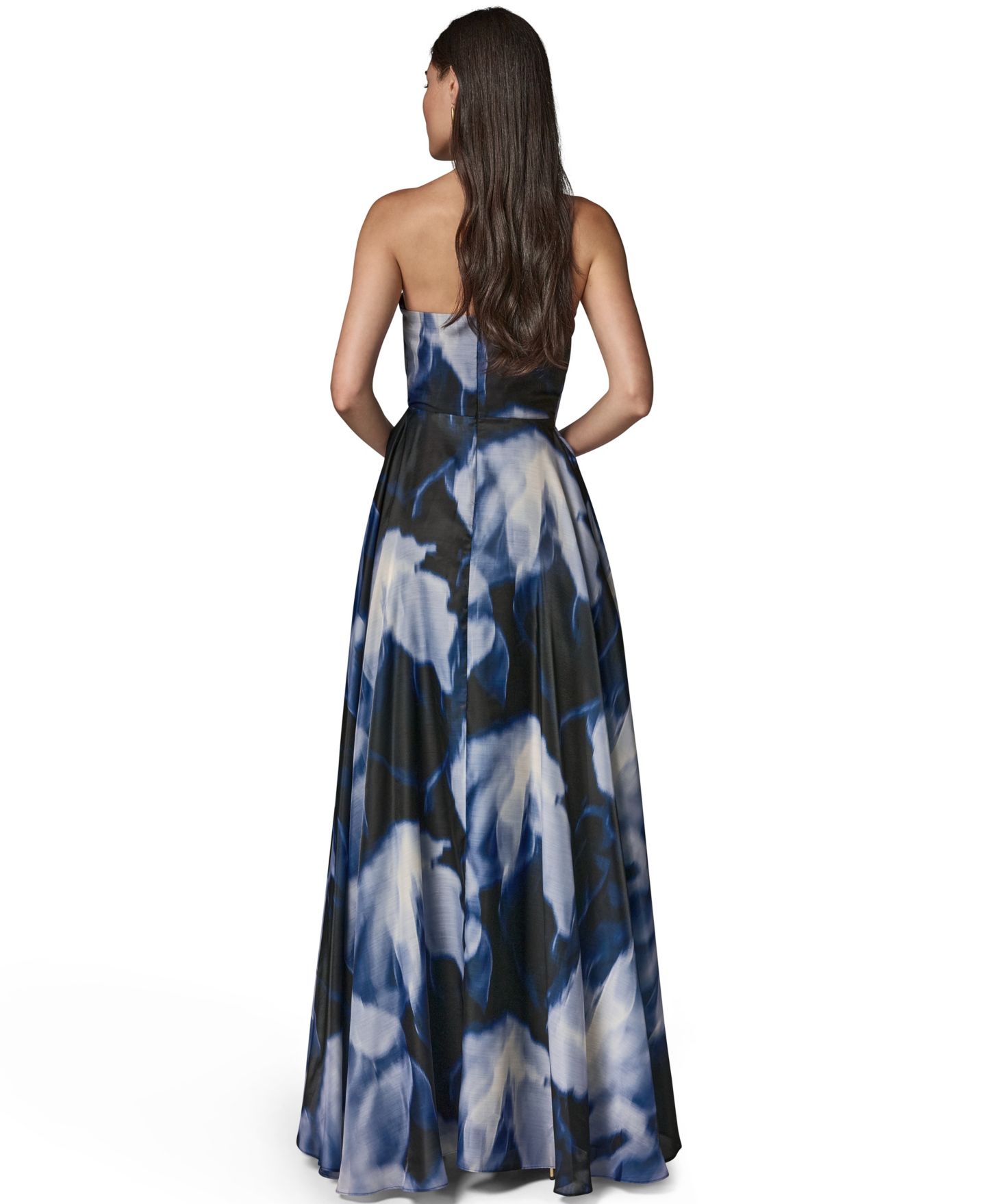 Женские платья Donna Karan New York Printed Organza Strapless Gown, цвет: Небесно-голубой разноцветный — фото 5
