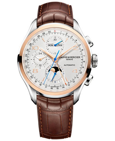 Baume & Mercier Men's Swiss Automatic Chronograph Clifton Brown Alligator Leather Strap Watch 43mm M0A10280