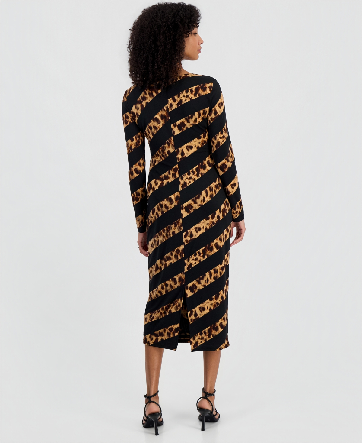 Sam Edelman Women's Leopard-Print Long-Sleeve Midi Dress
