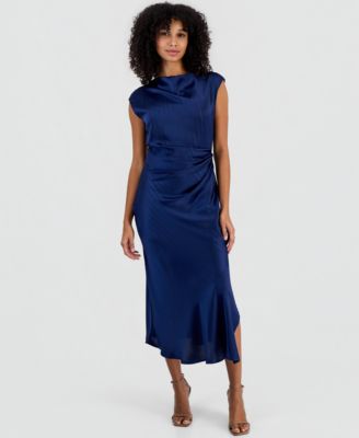 Women's Slim Max Lurex-Pinstripe Sleeveless Satin Maxi Dress