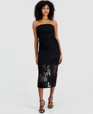 Women's Strapless Sheath Floral Dress