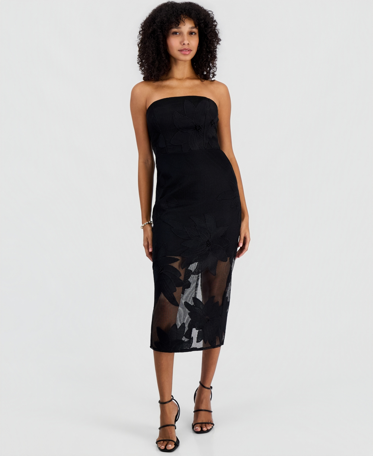 Sam Edelman Women's Strapless Sheath Floral Dress In Black