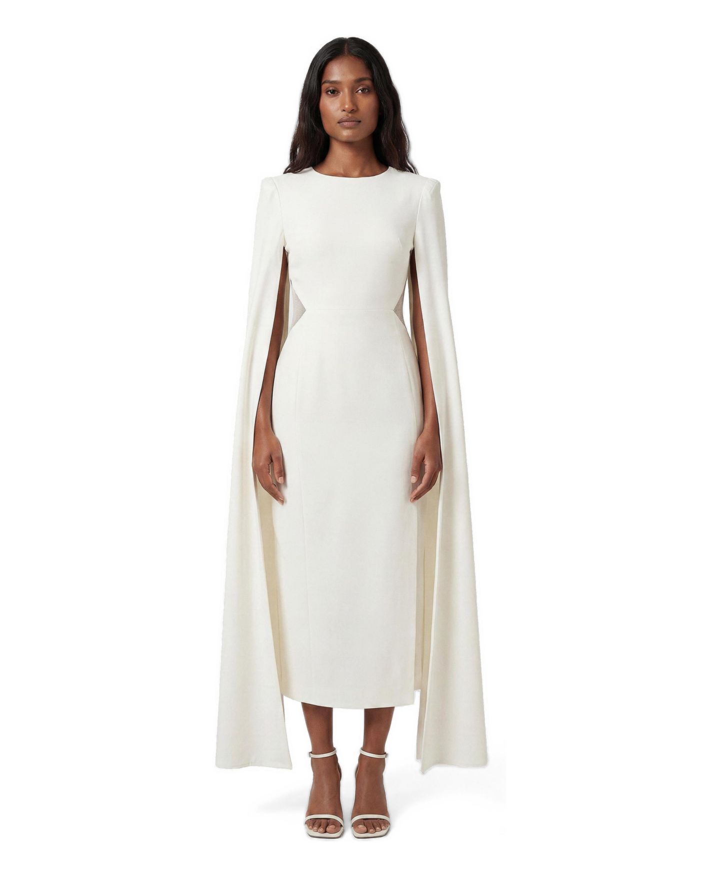 Женское платье Karen Millen Cape Mesh Midi, цвет: Слоновая кость — фото 1