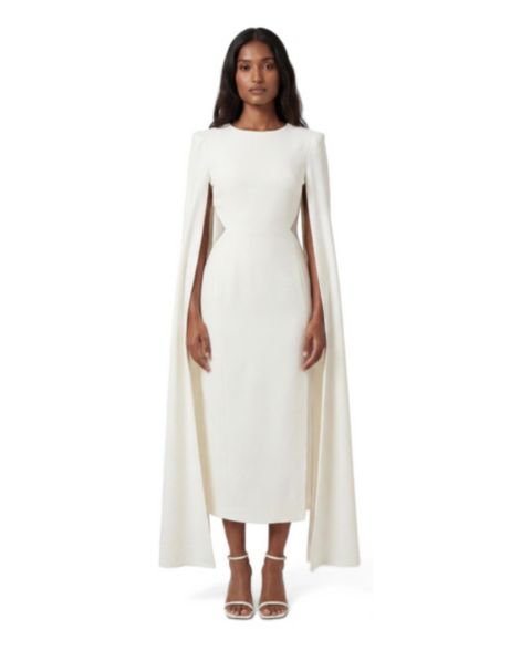 Женское платье Karen Millen Cape Mesh Midi, цвет: Слоновая кость