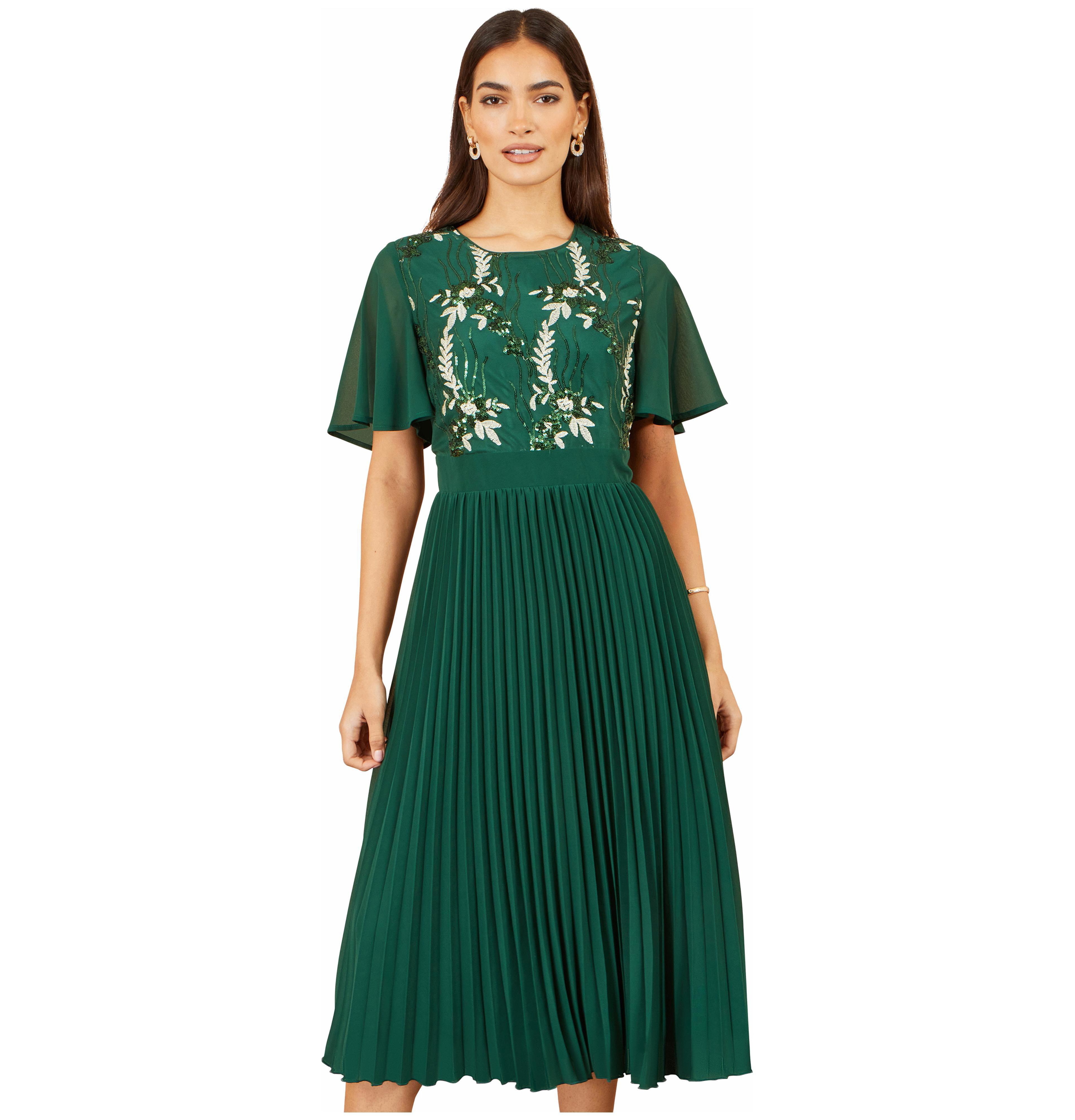 Yumi Women's Sequin-Floral Pleated Midi Dress
