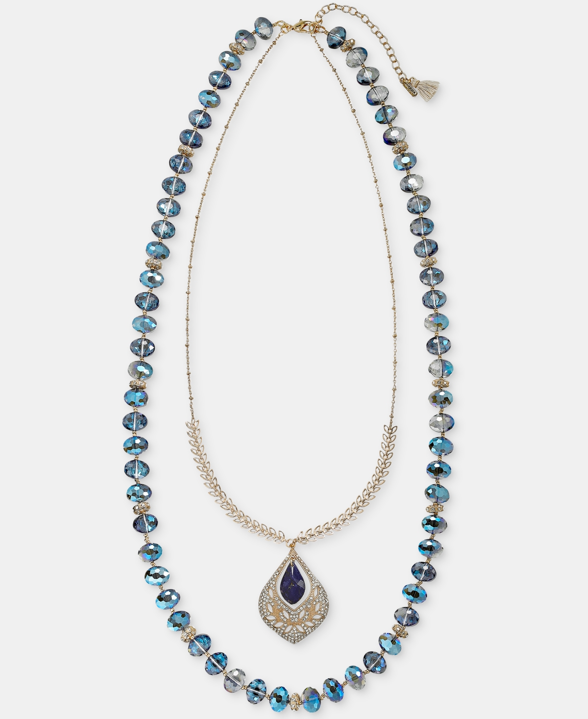 Lonna & Lilly Crystal Stone Two Row Pendant Necklace, 23" & 32" + 3" extender