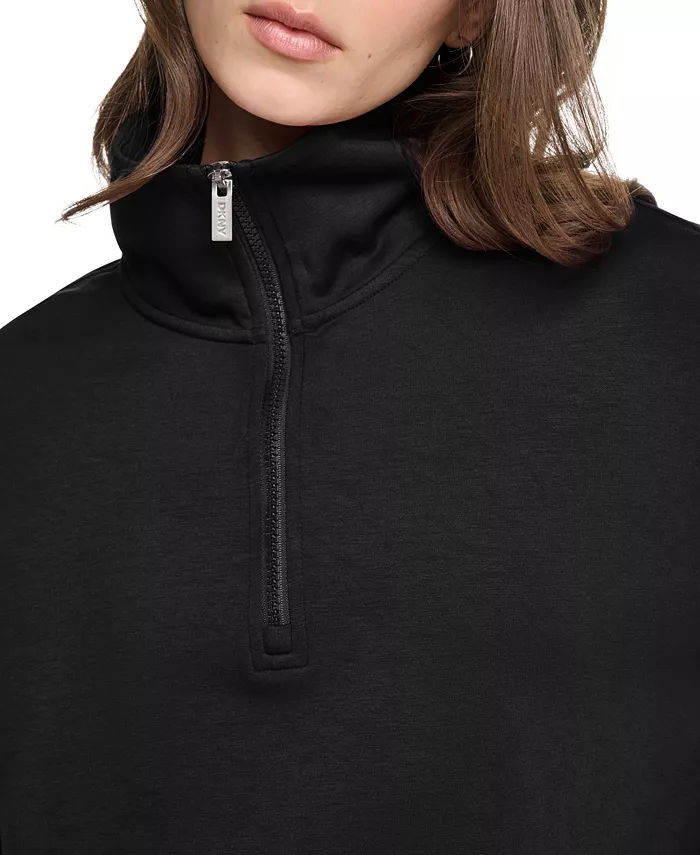 Women's Mock-Neck Half-Zip Stretch-Scuba Sweatshirt - thumbnail 4