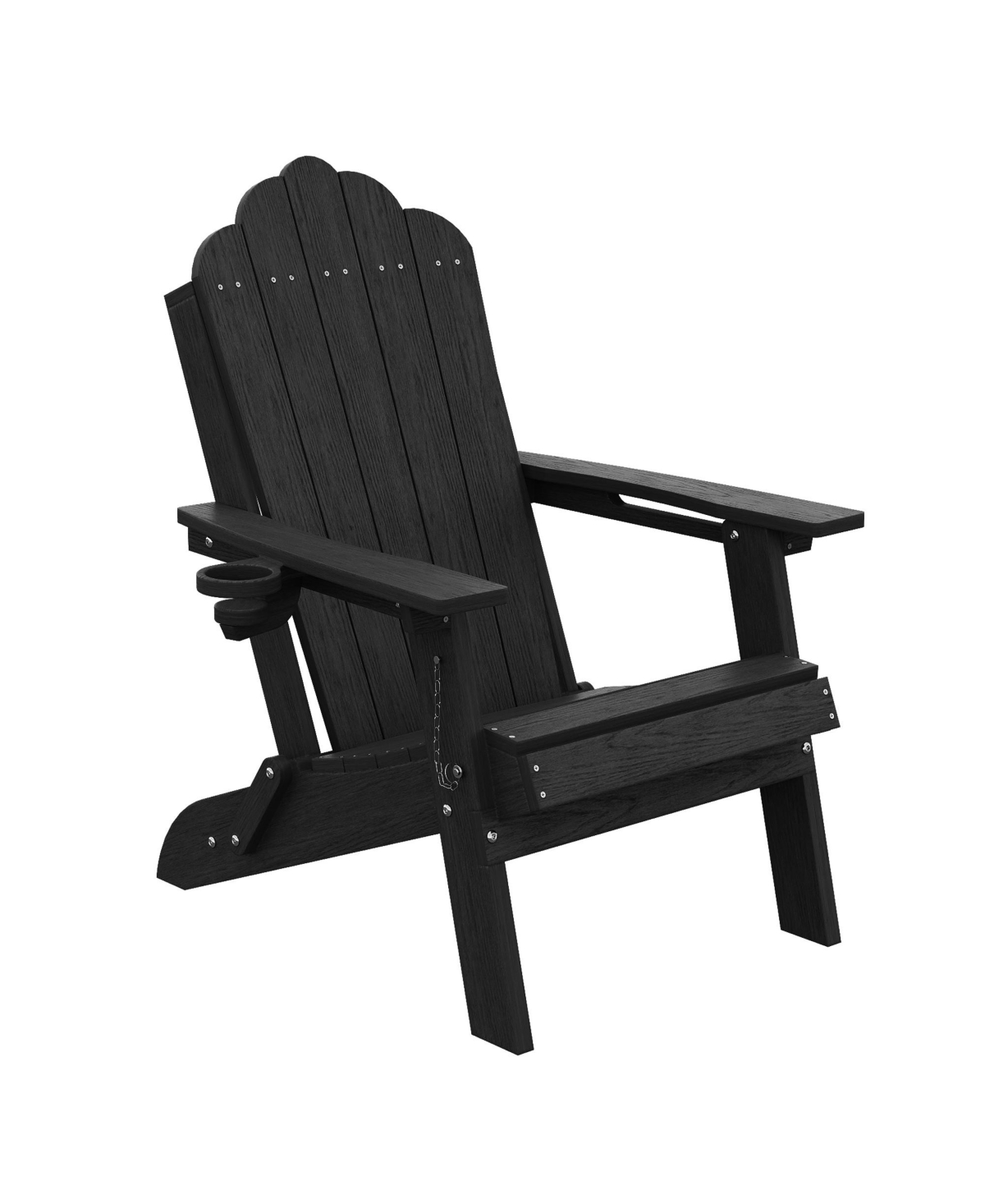 Sonkuki Folding Adirondack Chair with Retractable Cup Holder, Hdpe Fire Pit Patio Seating, Heavy Duty Outdoor Lawn Furniture, 350 lbs Capacity