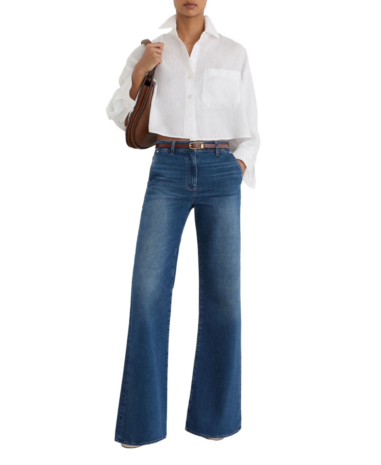Женские джинсы REISS Petite Addie High-Waisted Wide-Leg, цвет: Синий — фото 2