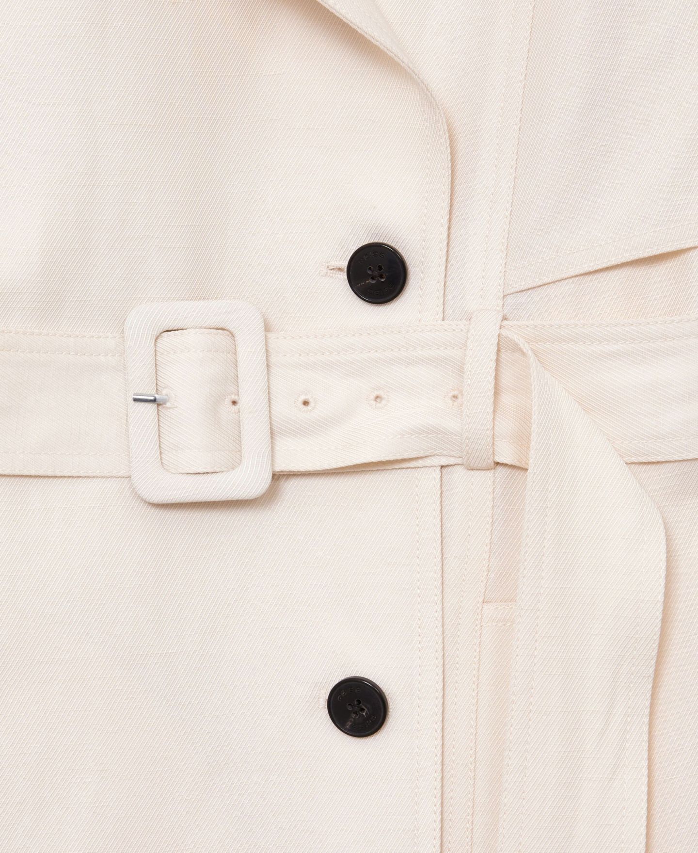 Женское пальто REISS Charli Linen-Blend Double-Breasted Trench, цвет: Слоновая кость — фото 5