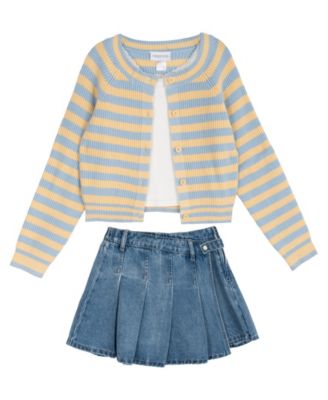 Girls' 7-20 Long-Sleeve Sweater, Tank Top and Skort, 3-Piece Set