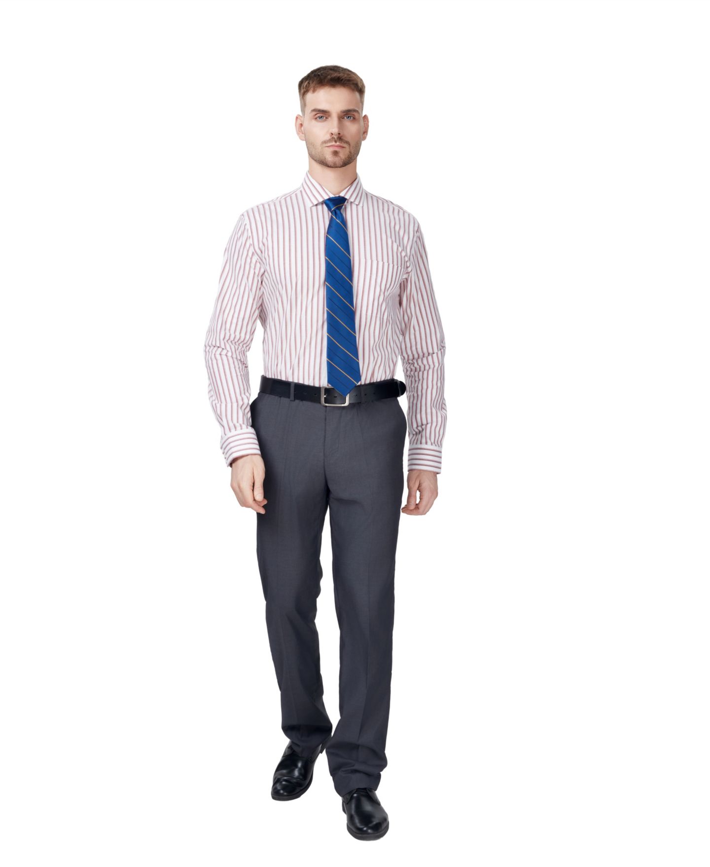 Мужская рубашка Club Room Regular-Fit Harry Stripe Dress Shirt, цвет: Кирпичный рубиновый — фото 2