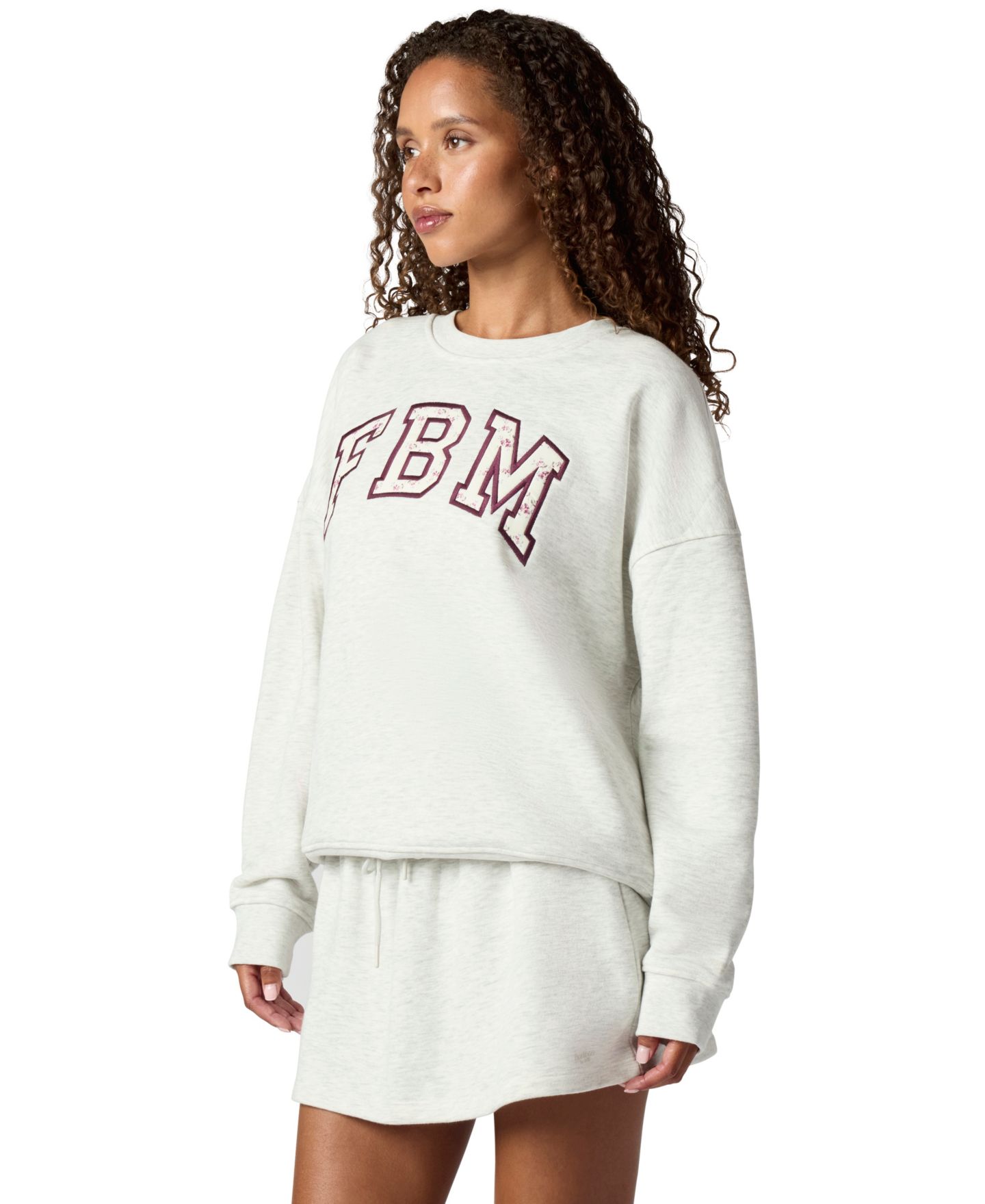 Женская толстовка FLORENCE BY MILLS Juniors' Oversized Graphic Crewneck, цвет: Меланжевый ледяной — фото 3
