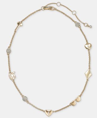 Crystal Ikon Heart Station Collar Necklace, 16" + 3" extender