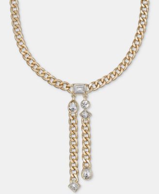 Crystal Stone Chain Y Necklace, 16" + 3" extender