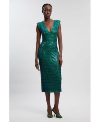 Women's Plunge V-Neck Sleeveless Midi Dress
