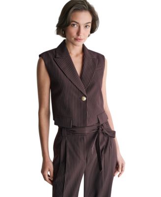 Women's Cropped Peak-Lapel One-Button Jacket