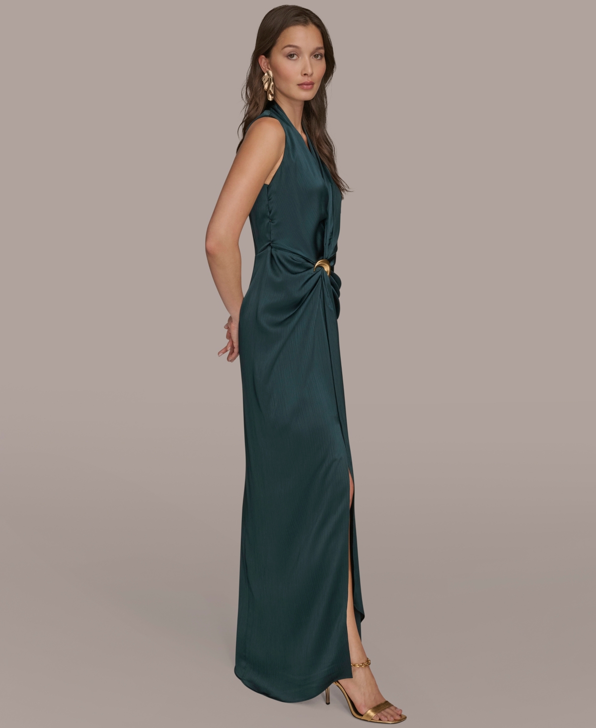 Donna Karan New York Petite Surplice Neck Wrap Maxi Dress