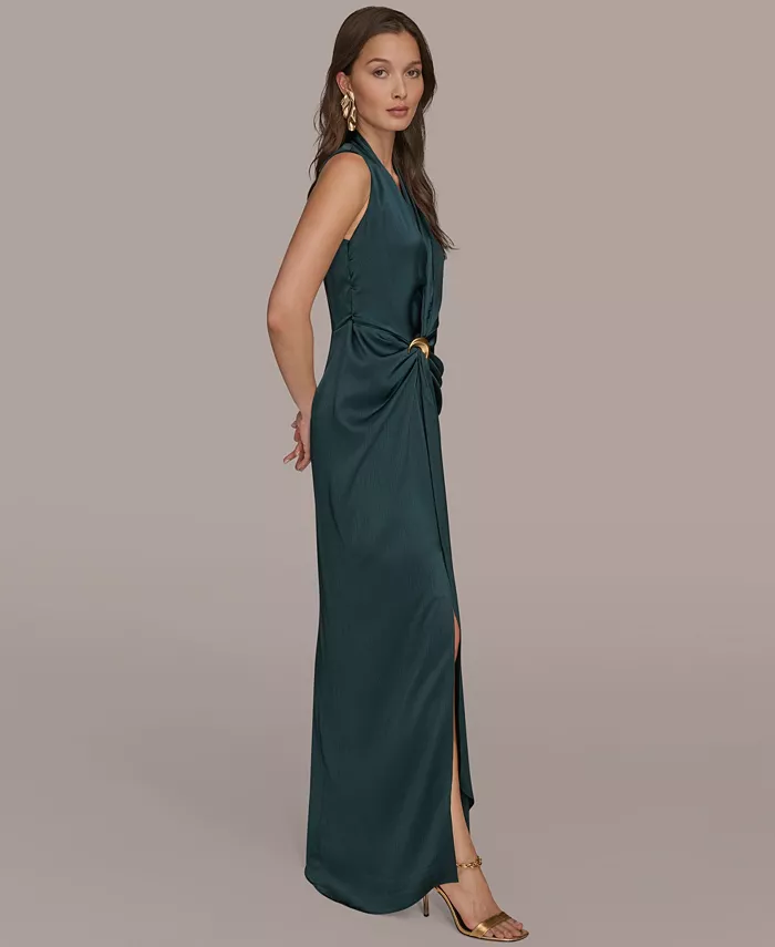 Petite Surplice V-Neck Sleeveless Side Slit Gown - thumbnail 3