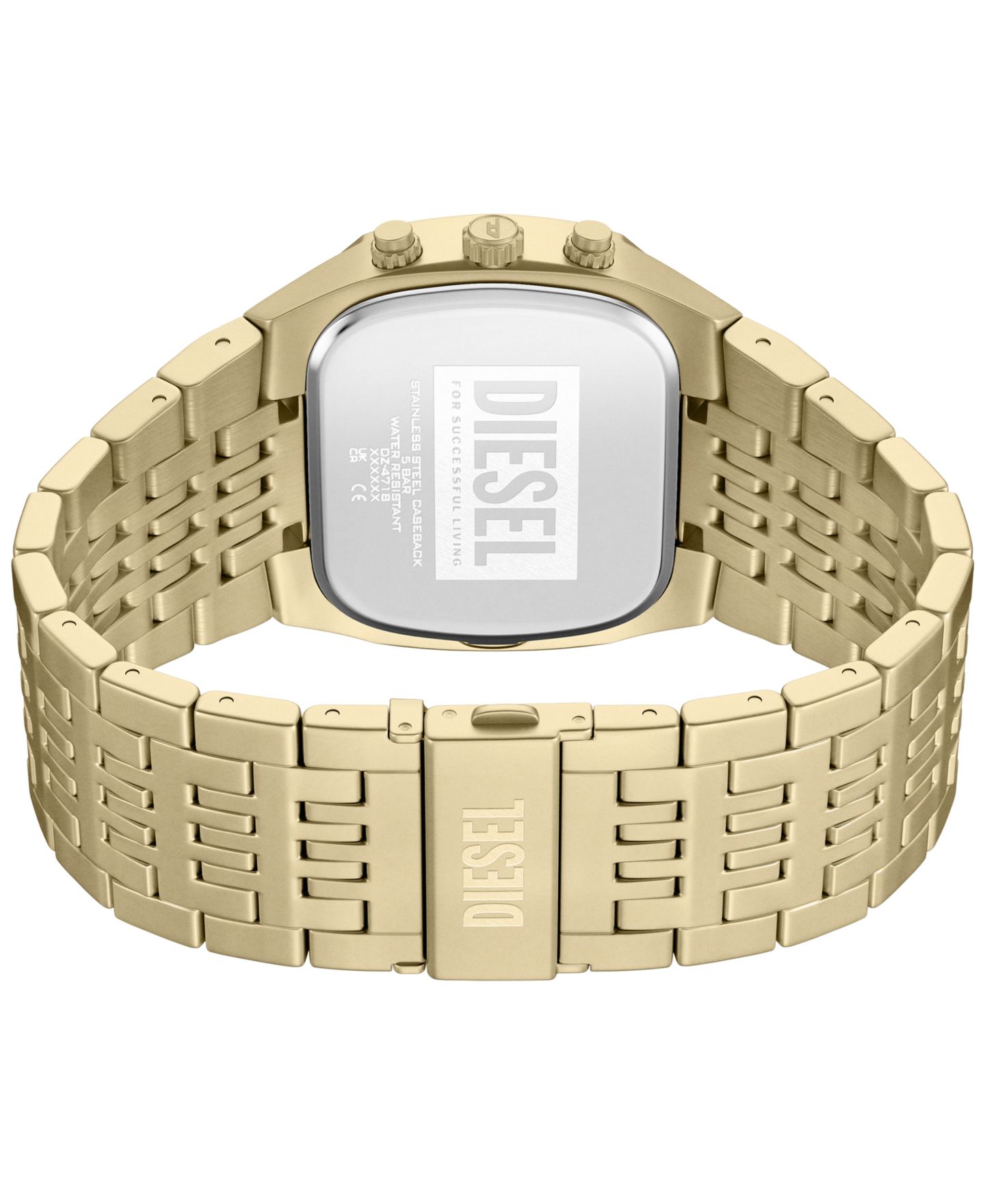 Мужские часы Diesel Spiked Cushion Quartz Chronograph Gold Stainless Steel Watch 45mm — фото 4