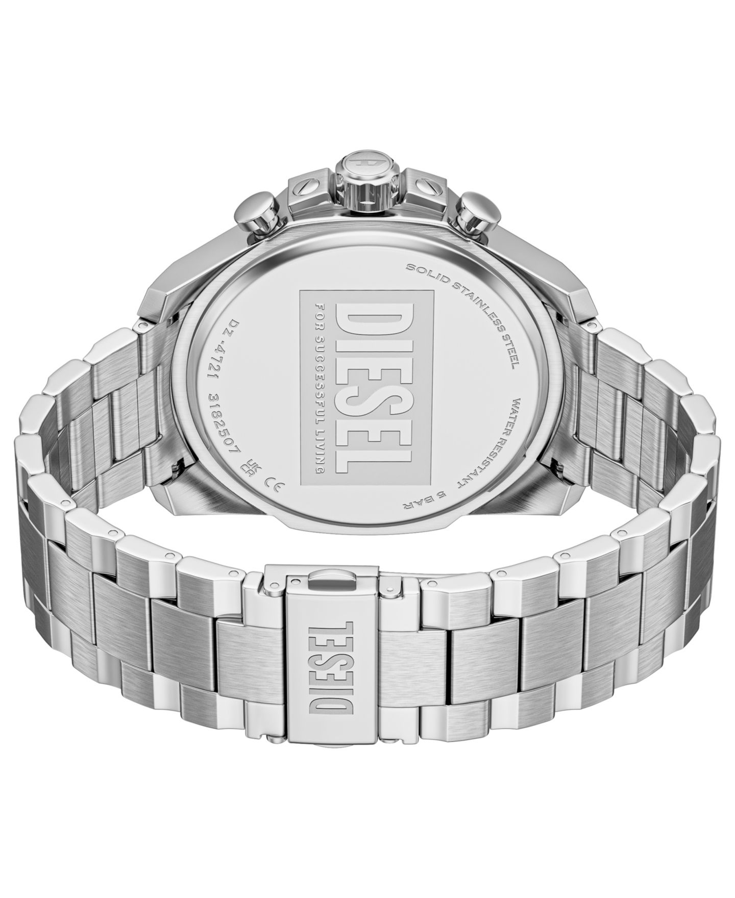 Мужские часы Diesel Mega Chief Slim Quartz Chronograph Silver Stainless Steel Watch 48mm — фото 4