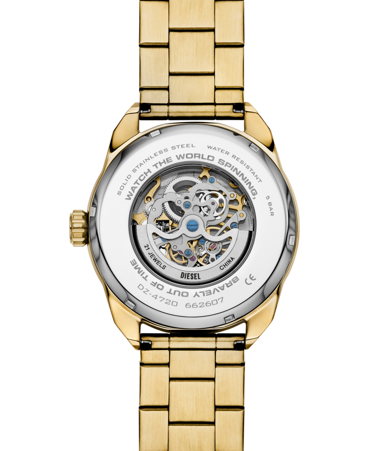 Diesel Men's Spiked Automatic Three-Hand Gold Stainless Steel 49mm