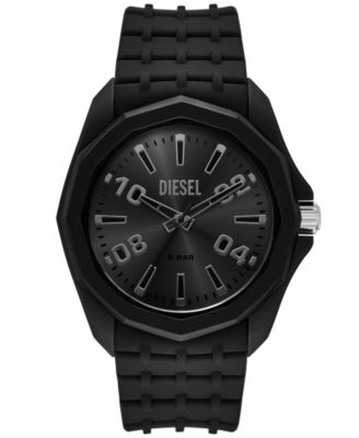 Men's Stinger Three-Hand Quartz Black Silicone Watch 45mm