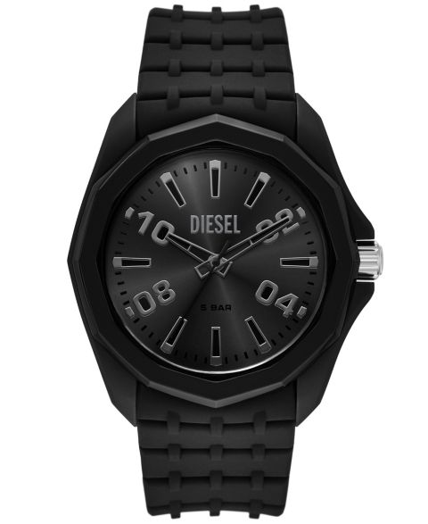 Мужские часы Diesel Stinger Three-Hand Quartz Black Silicone Watch 45mm