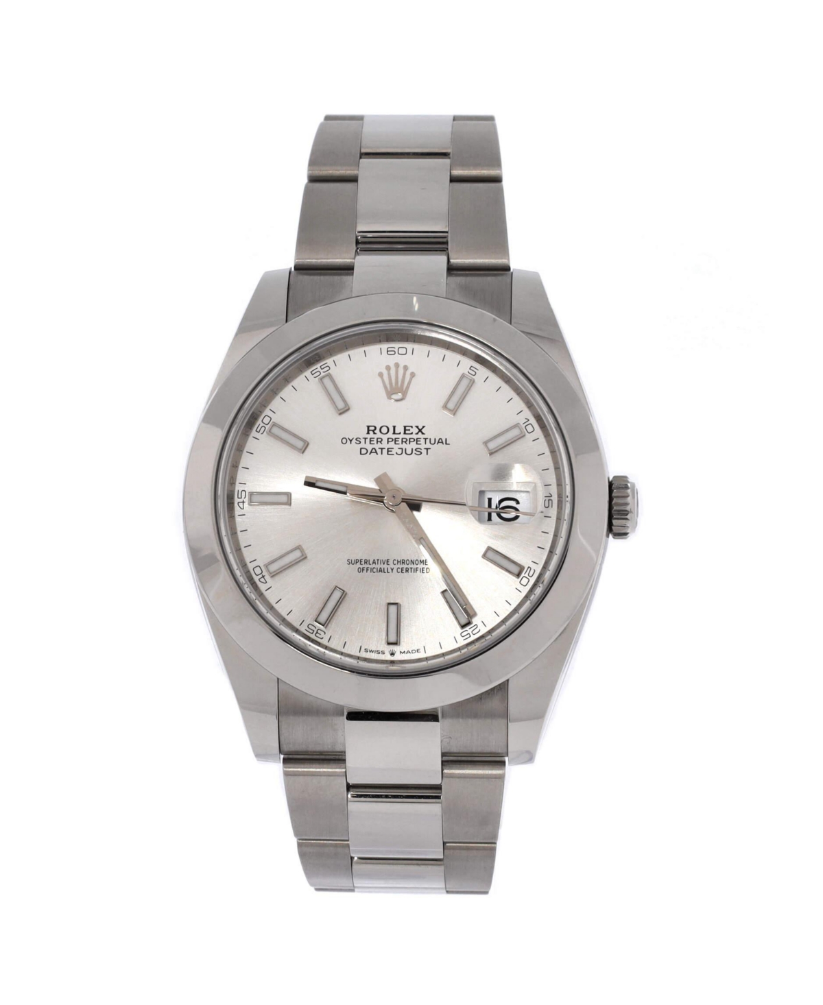 PreOwned Rolex Oyster Perpetual Datejust Automatic Watch in Stainless Steel 41mm  Dial color silver