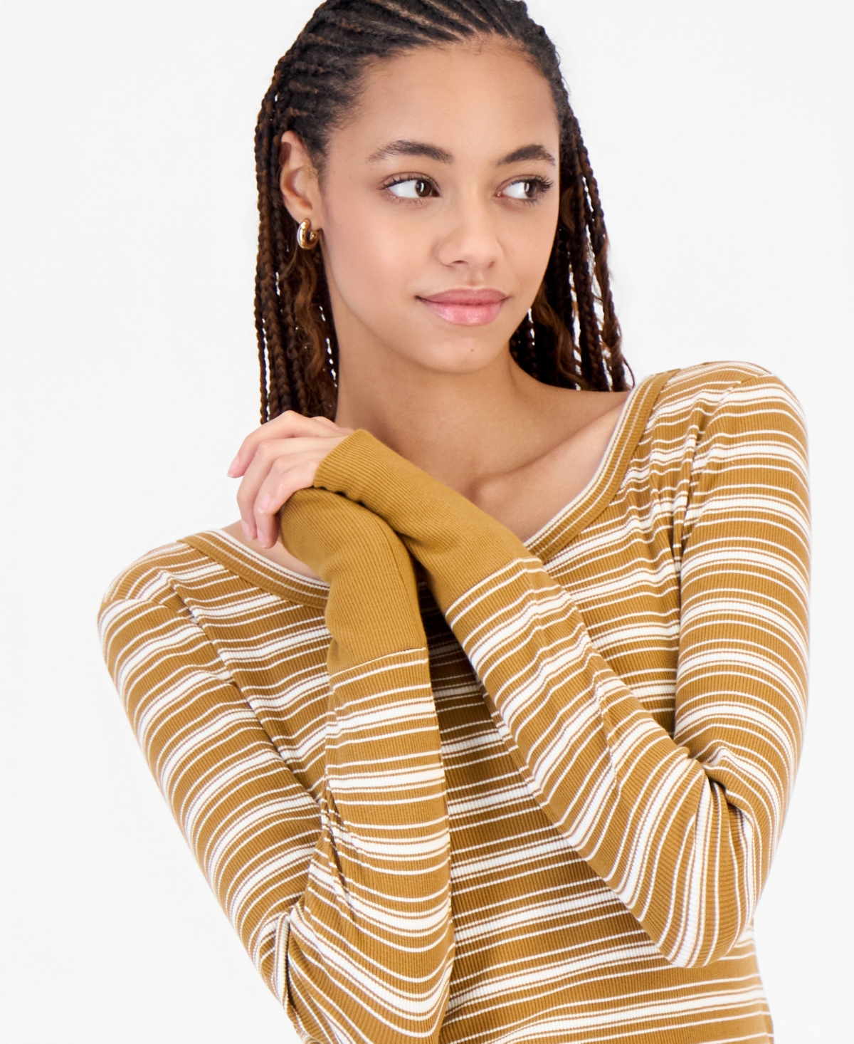 And Now This Women's Long-Sleeve Ribbed-Knit Top, Macy's Exclusive