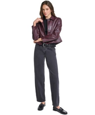 Women's Laydown Collar Cropped Snap Jacket