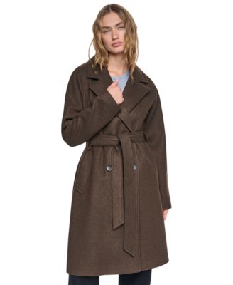 Women's Double-Breasted Belted Notch Collar Coat