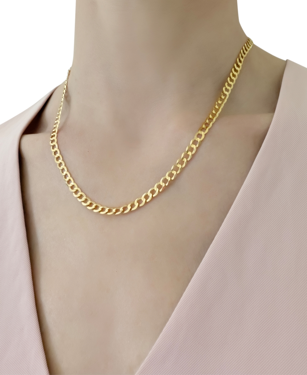 Italian Gold Solid Curb Chain 18" Necklace in 10k Yellow Gold