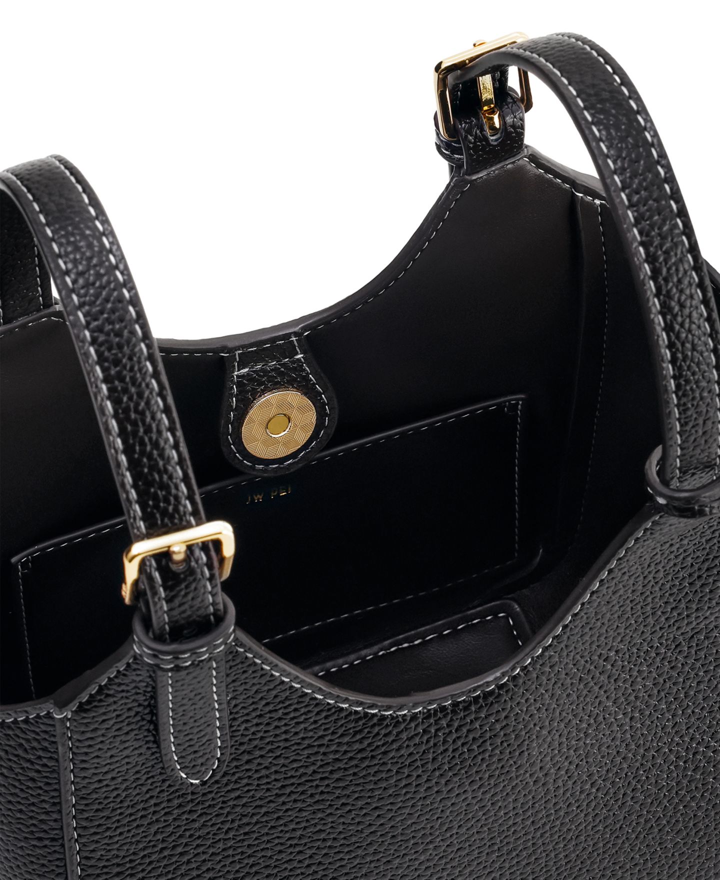 Женская сумка JW PEI Ines Padlock Mini Lychee Pattern Tote Handbag, цвет: Чёрный — фото 4