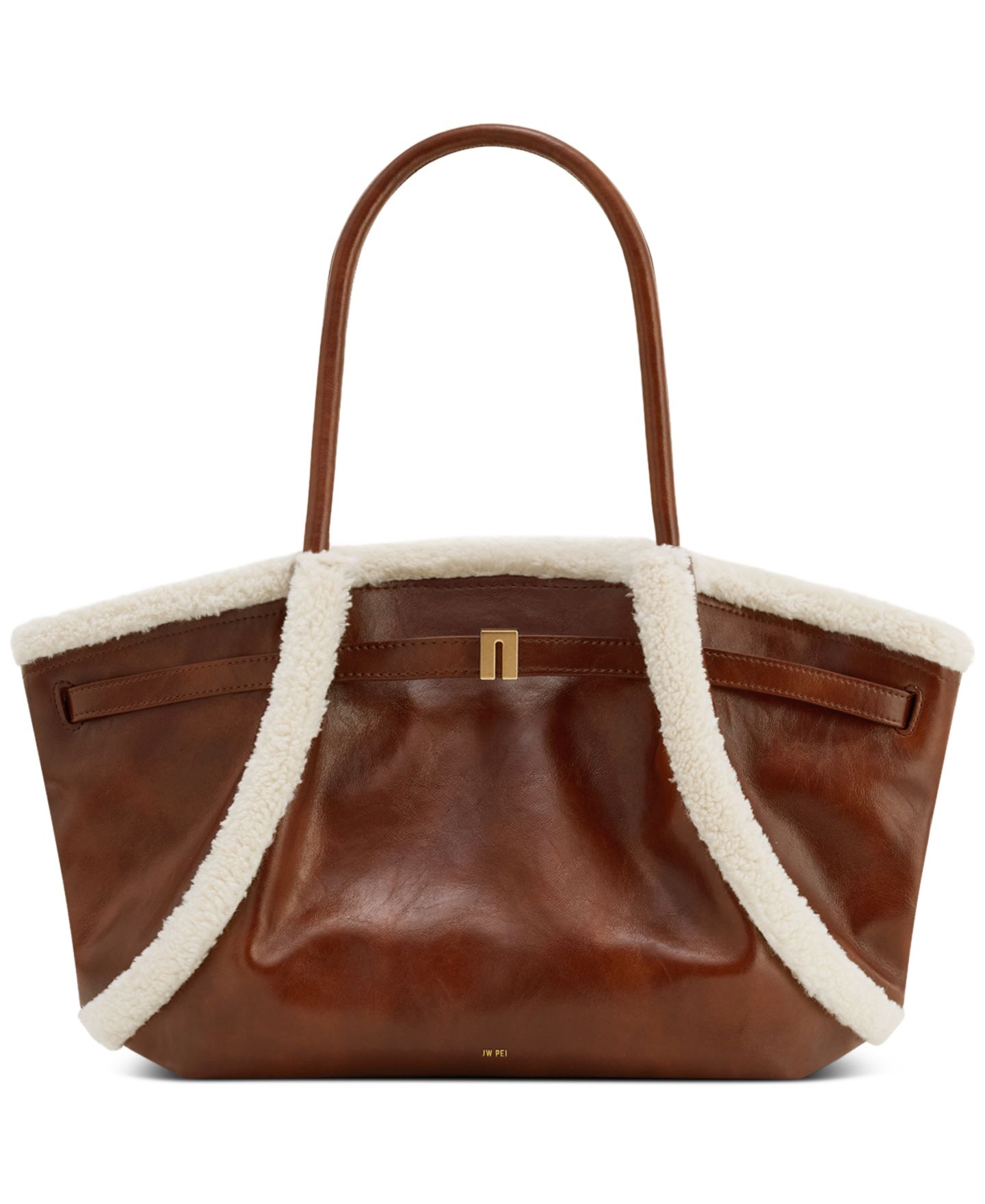 Женская сумка JW PEI Hana Extra-Large Top Handle Tote Handbag, цвет: Коричневый — фото 5