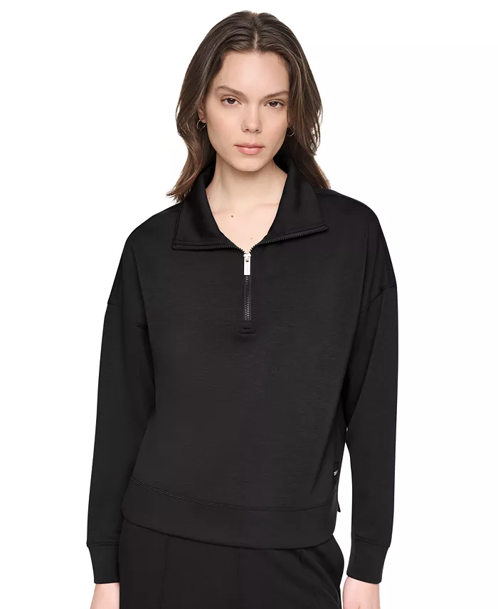 Women's Mock-Neck Half-Zip Stretch-Scuba Sweatshirt