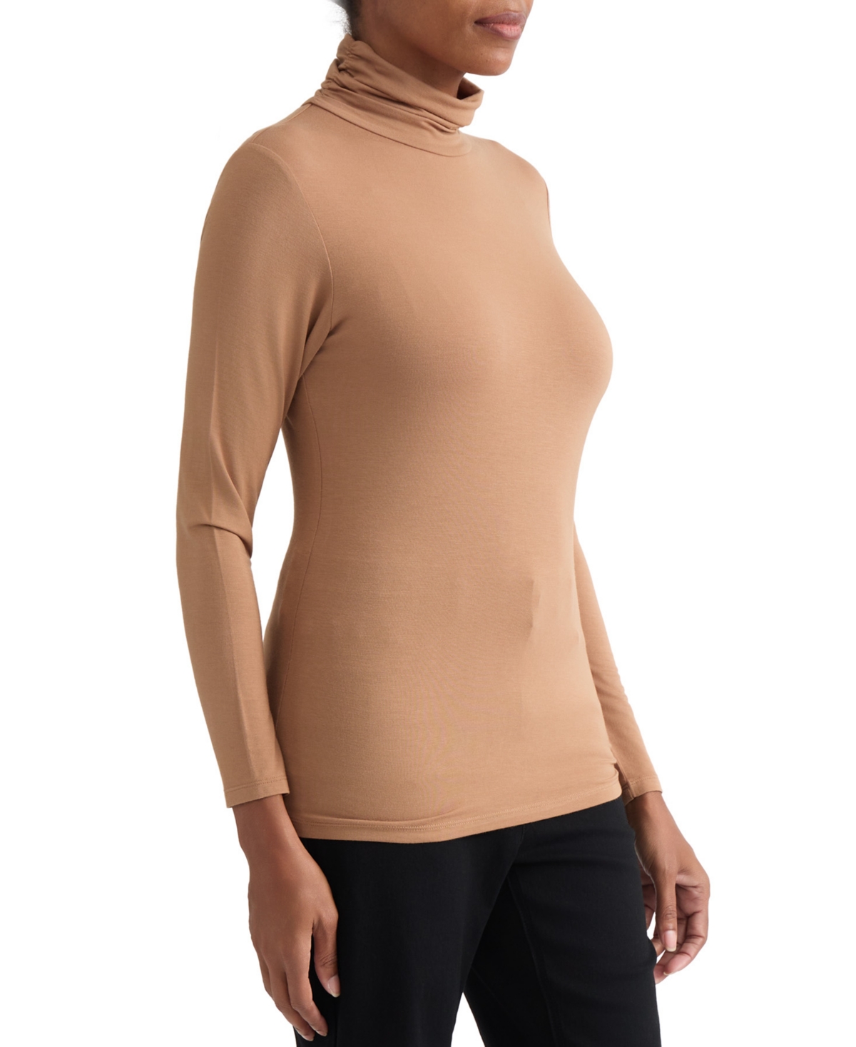 Jones New York Women's Shirred Turtleneck Long-Sleeve Top