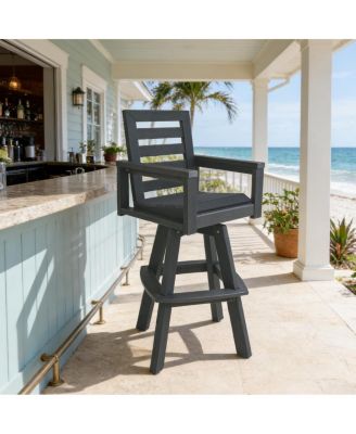  Slate HDPE 360degree(s) Swivel Ladderback Outdoor Bar Stool