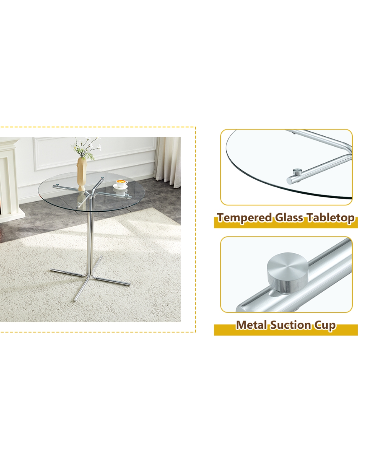 Streamdale Furniture Tempered Glass Round Glass Bar Table