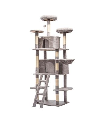 70.87Inch  Cat Tree with 2 Condos, 3 Perches, Hammock, and Sisal Scratching Posts