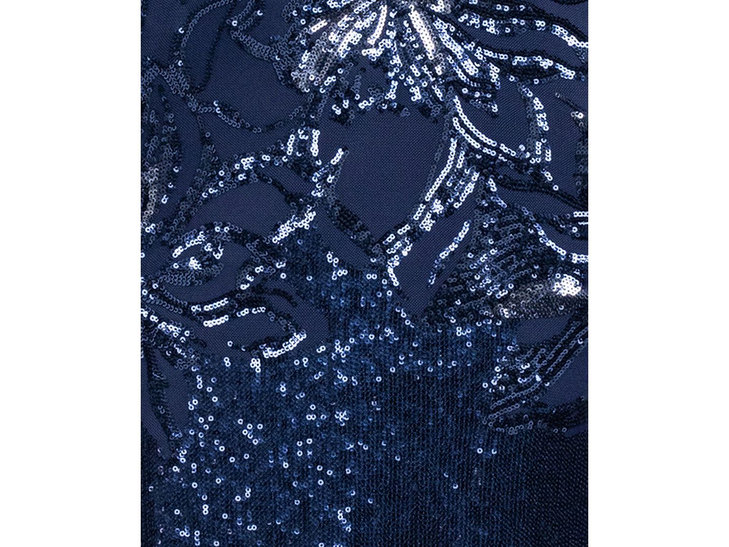 Женское платье XSCAPE Sequin Boat Neck Gown, цвет: Тёмно-синий — фото 5