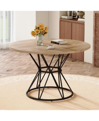 47.3" Modern Industrial Circular Dining Table with Metal Base