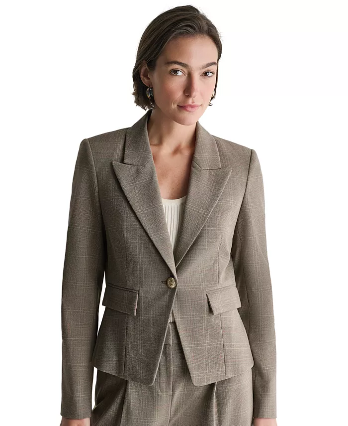 Women's Plaid One Button Blazer - thumbnail 4
