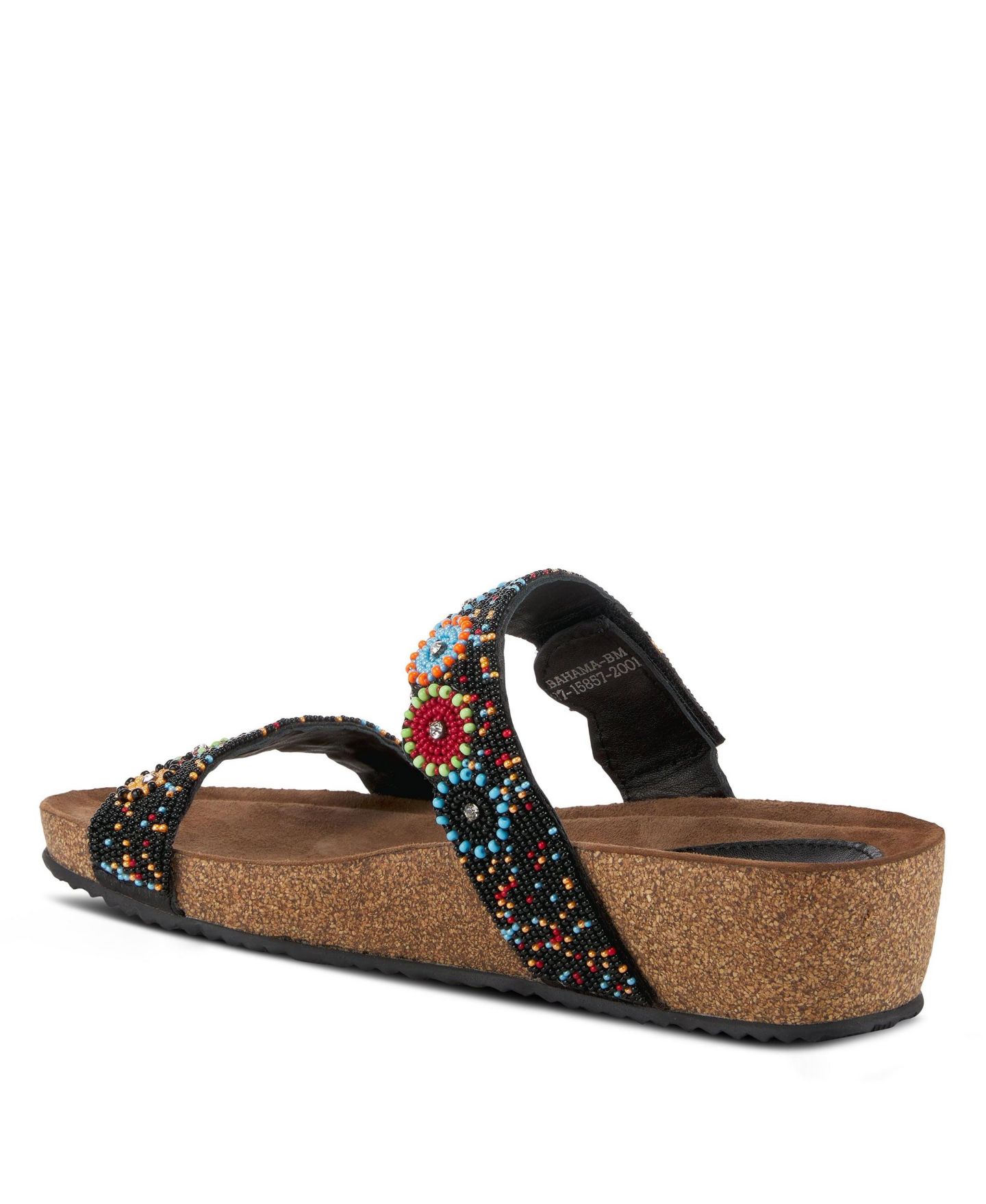 Женские сандалии Azura Bahama Slide Wedge with Natural Cork Sole, цвет: Чёрный разноцветный — фото 7