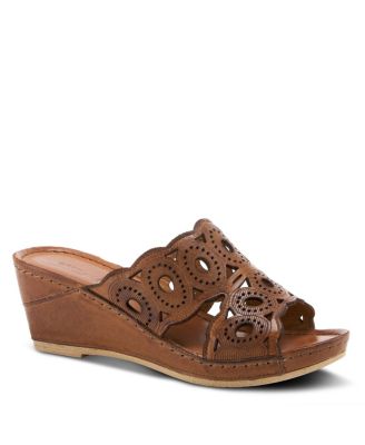 Women’s Leather Wedge Sandal with Comfort Insole