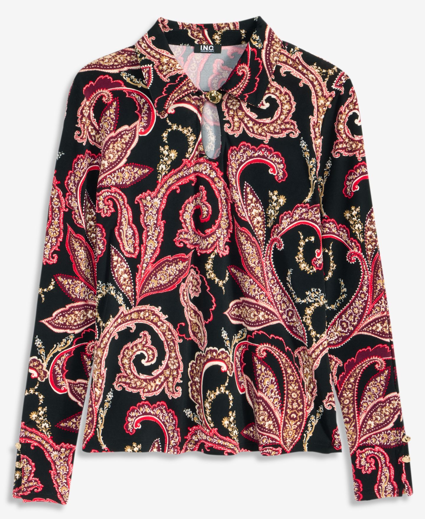 Женская блузка I.N.C. International Concepts Petite Long-Sleeve Collared Fitted, цвет: Shauna Paisley — фото 2