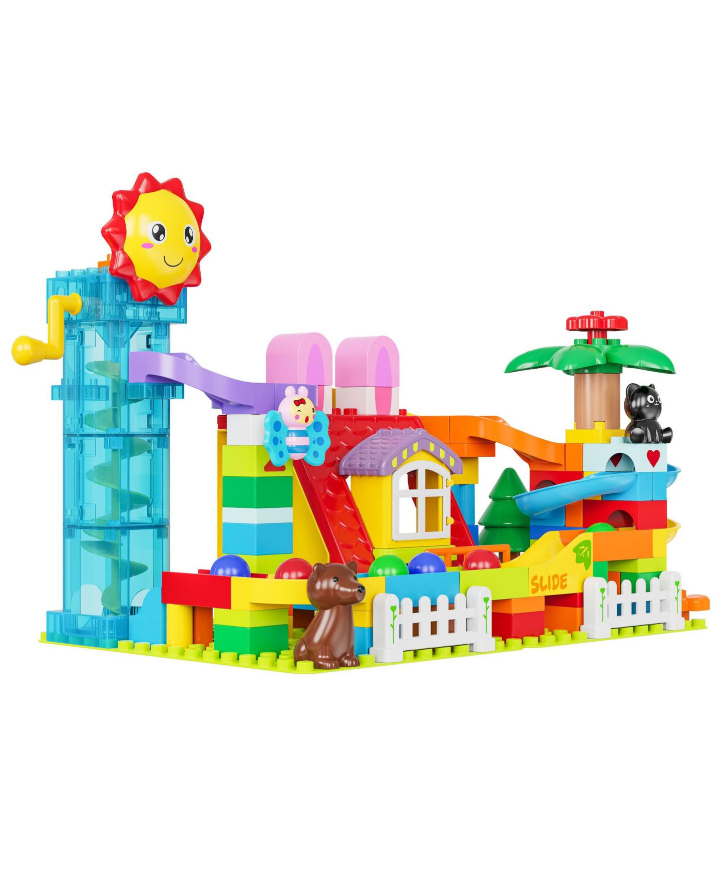 Детский конструктор Contixo MK1 Marble Track Building Set, 118-Piece Stem Toy with Elevator Lift, Rabbit House Scene and Multi-Lane Marble Run, Ages 3+, цвет: Разноцветный — фото 8
