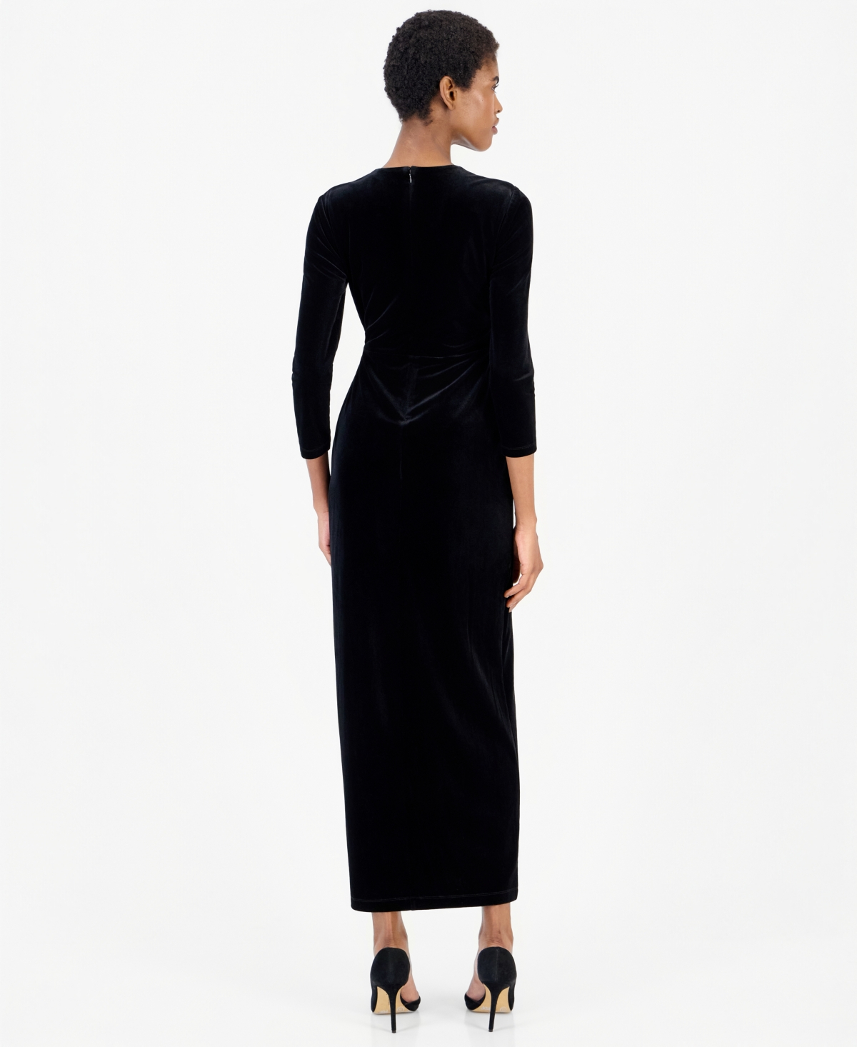 Anne Klein Women's Faux-Wrap Maxi Velvet Gown